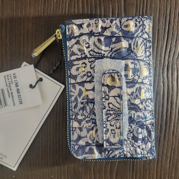 NWT Brahmin Melbourne Collection Blue Filigree Lennon ID Wallet New - Picture 1 of 6